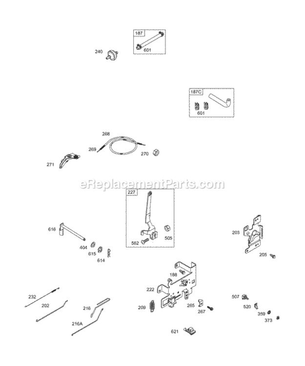 Controls Fuel Springs Diagram and Parts List for 284707-1026-E1 Series Briggs and Stratton Engine